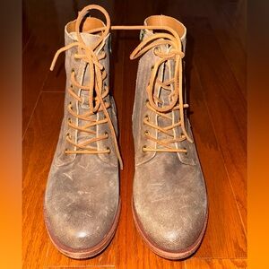 Kork-Ease Violeta Lace Up Zip Leather Bootie Women’s Sz 9 Distressed Brown